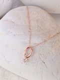  14K Oval crystal drop pendant 