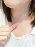  14K Oval crystal drop pendant 
