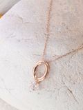  14K Oval crystal drop pendant 