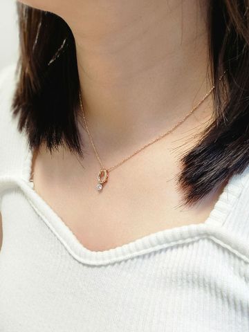  14K Oval crystal drop pendant 