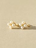  14K pearl flower one-touch ring earrings 
