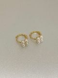  14K pearl flower one-touch ring earrings 