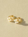  14K pearl flower one-touch ring earrings 