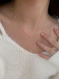  14K mini pearl necklace chain 