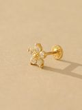 14K cubic flower Labret piercing 