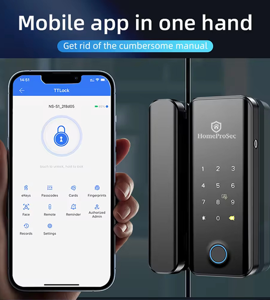  Khóa vân tay cửa kính HPS- G320 (có chìa cơ) 