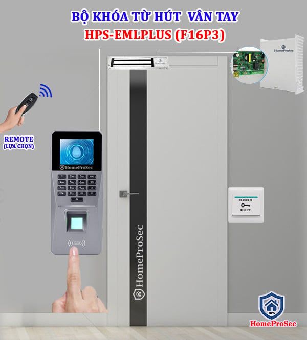  Bộ Khóa Từ Hút Vân Tay HPS- EMLPLUS ( F16P3) 