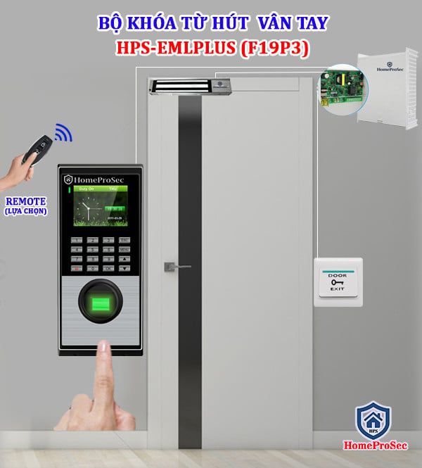  Bộ Khóa Từ Hút Vân Tay HPS- EMLPLUS ( F19P3) 