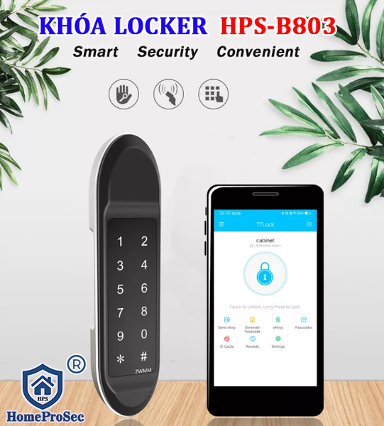  Khóa tủ Bluetooth HomeProSec HPS- B803 ( App TTlockHotel) 