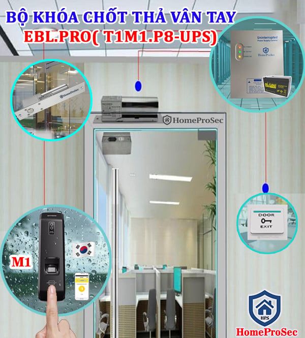  Bộ khóa chốt rơi Vân Tay Hàn Quốc - Made in Korea EBLPRO (T1M1P8-UPS) 