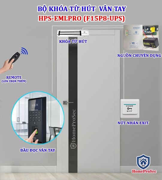  Bộ Khóa Từ Hút Vân Tay HPS- EMLPRO ( F15P8-UPS) 