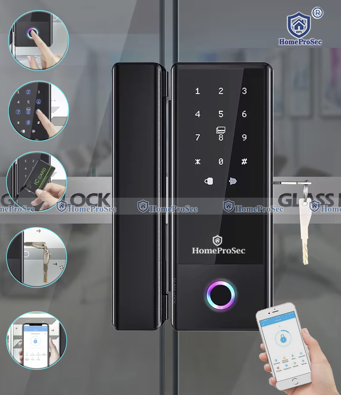  Khóa vân tay cửa kính HPS- G210 ( Key) 