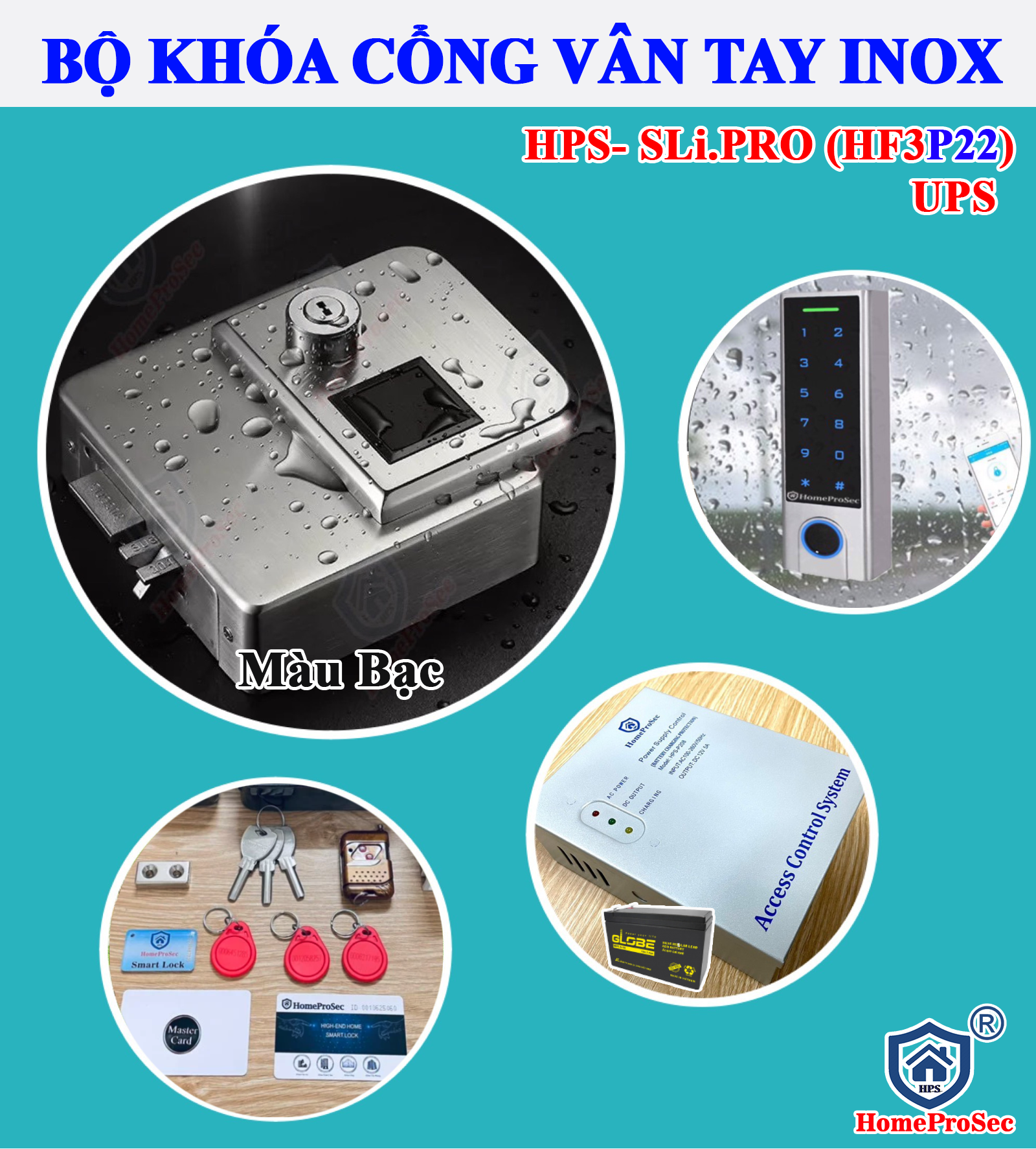  Khóa Cổng Vân Tay Inox Cao Cấp HPS- P22 ( HF3P8- UPS) 