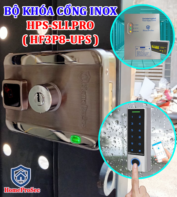  Bộ khóa cổng vân tay inox HPS- SLIPRO ( HF3P8 - UPS) 
