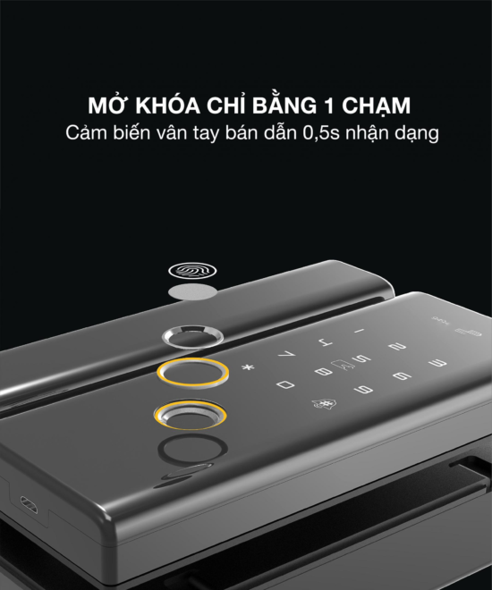  HPS- G200R- Khóa vân tay cửa kính- APP điện thoại HomeProSec 