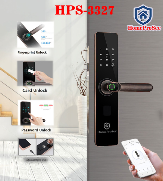  Khóa vân tay cửa gỗ HPS- 3327 (Tuya) 