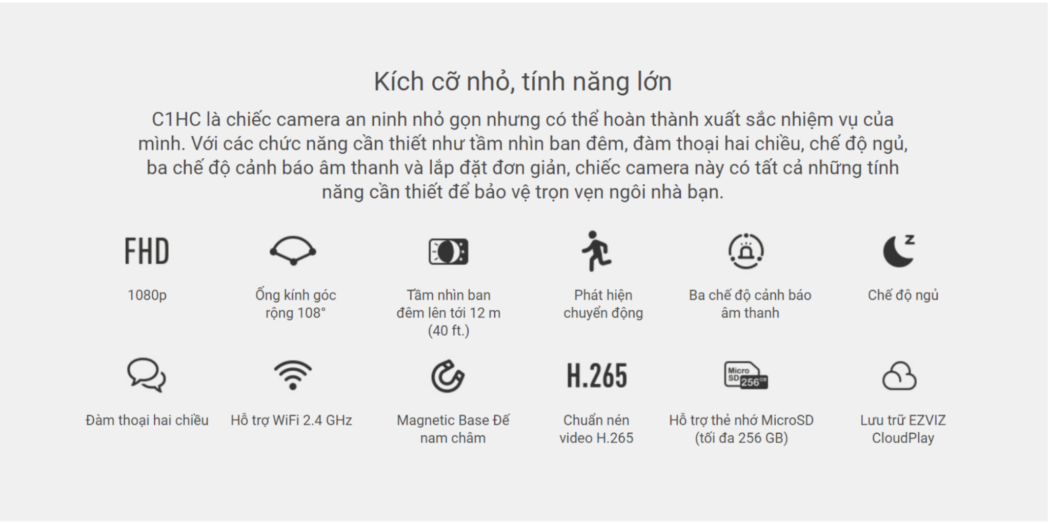  Camera Wifi trong nhà 2MP chuẩn nén H265 