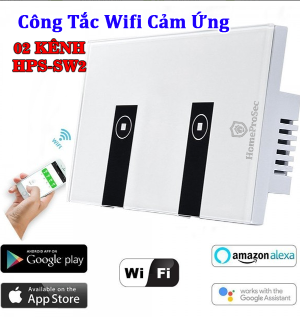  Công tắc Cảm ứng wifi thông minh 2 kênh HPS- SW2 