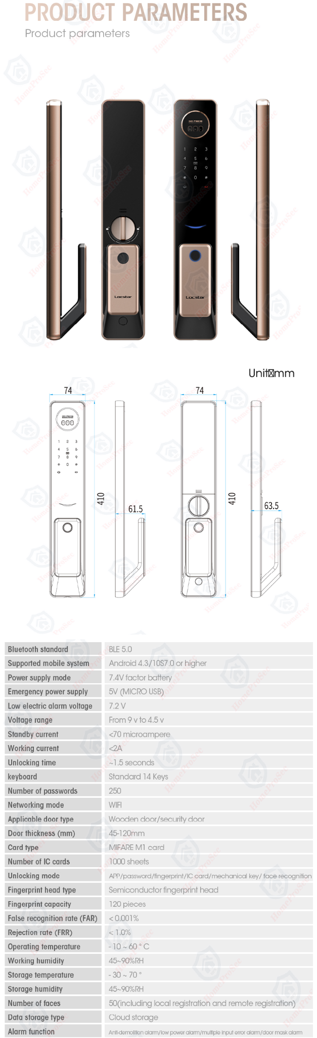  Khóa vân tay nhận diện khuôn mặt  HPS-  T100A 