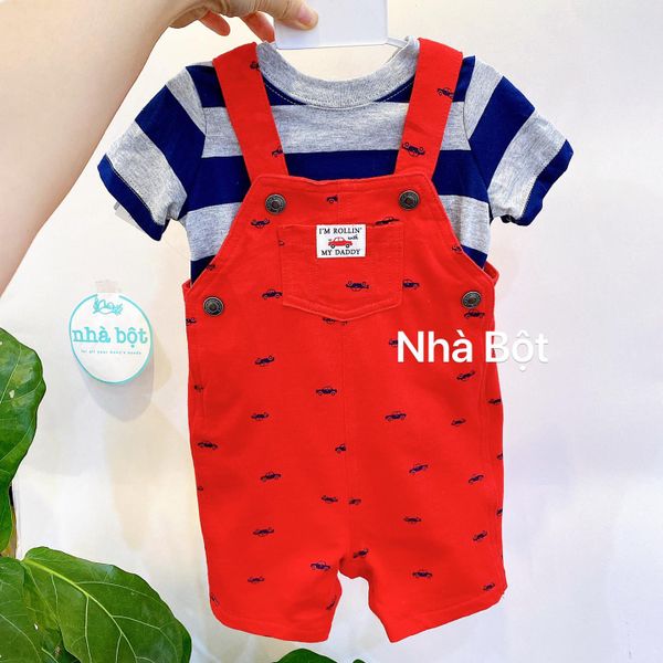  Set Yếm Carter màu xám sọc xanh-đỏ xe 