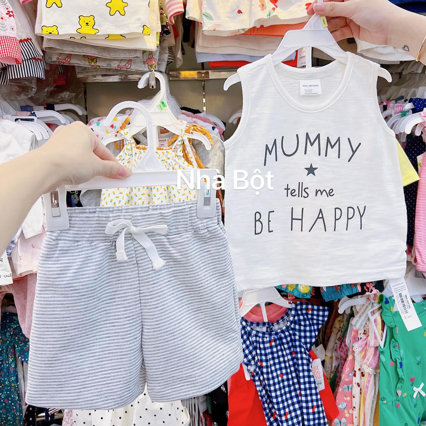 Đồ bộ ba lỗ Real Cottons 130623 sọc nhỏ chữ