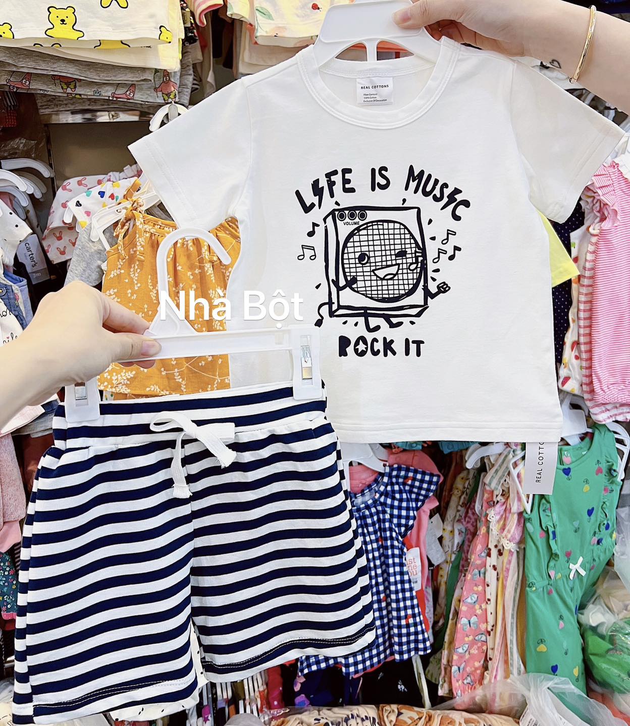 Đồ bộ tay ngắn Real Cottons 120623 sọc lớn hình