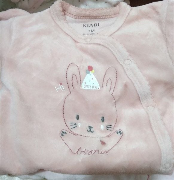  Sleep Suit Nỉ Kiabi 1608 hồng thỏ 