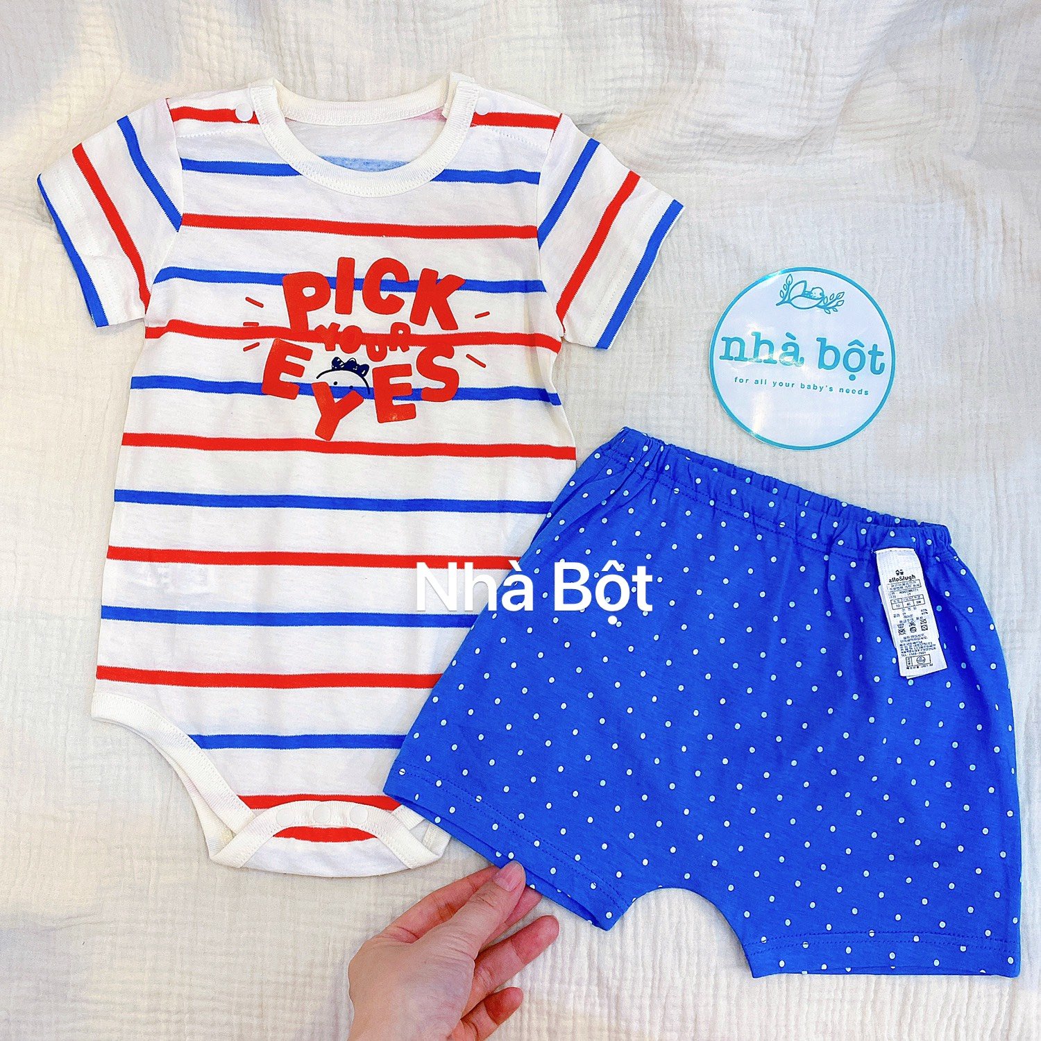 Đồ bộ Agabang 250522 trắng sọc xanh