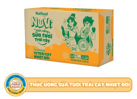 Nuvi sữa tươi trái cây nhiệt đới 110ml lốc 4- thùng 48H