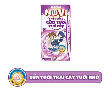 Nuvi sữa tươi trái cây nho 110ml lốc 4 - thùng 48H