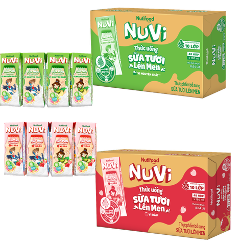 Nuvi Sữa tươi lên men dâu 110ml lốc 4- thùng 48H
