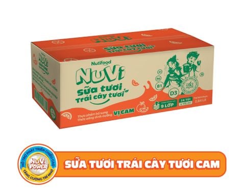 Nuvi sữa tươi trái cây cam túi 110ml x24