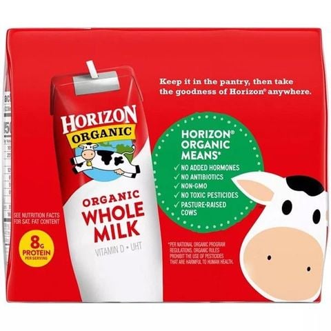 Sữa Nước Horizon Organic Mỹ Whole Milk 236ml x 12 hộp