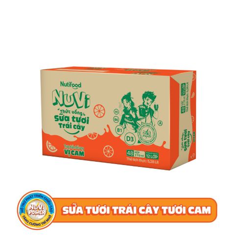 Nuvi sữa tươi trái cây cam 110ml lốc 4 - thùng 48H