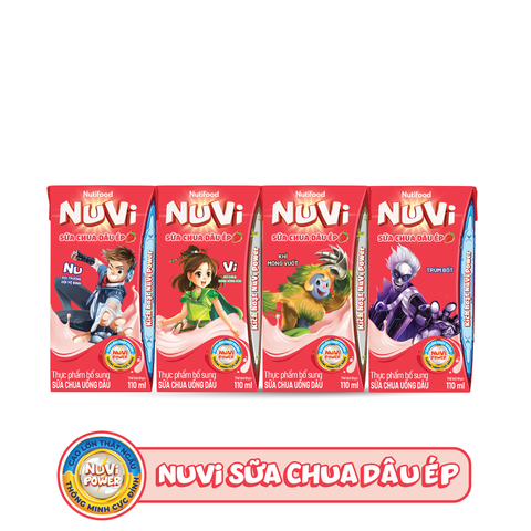 Nuvi sữa chua uống vị dâu 110ml lốc 4 - thùng 48H