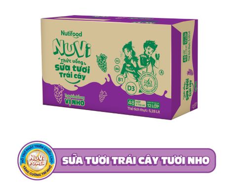 Nuvi sữa tươi trái cây nho 110ml lốc 4 - thùng 48H