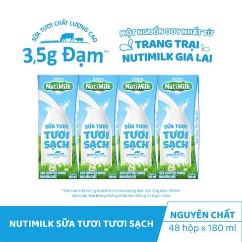 NutiMilk STTT không đường 180ml lốc 4- thùng 48H