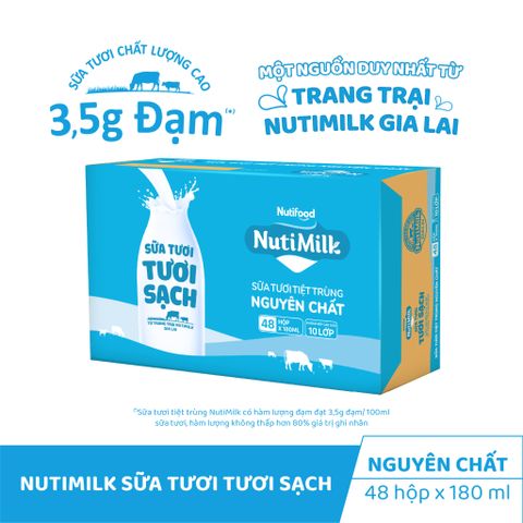NutiMilk STTT không đường 180ml lốc 4- thùng 48H