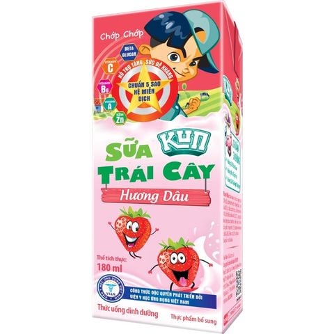 KUN - Sữa trái cây dâu 180ml lốc 4 x48