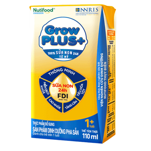 Sữa GrowPLUS+ Sữa non Vàng hộp 110ml (lốc 4 hộp)