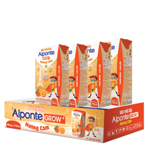 Alponte - Sữa trái cây vị cam 110ml lốc 4