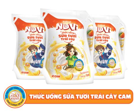 Nuvi sữa tươi trái cây cam túi 110ml x24