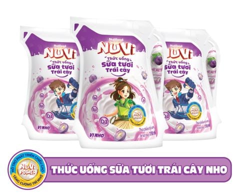 Nuvi sữa tươi trái cây nho túi 110ml x24