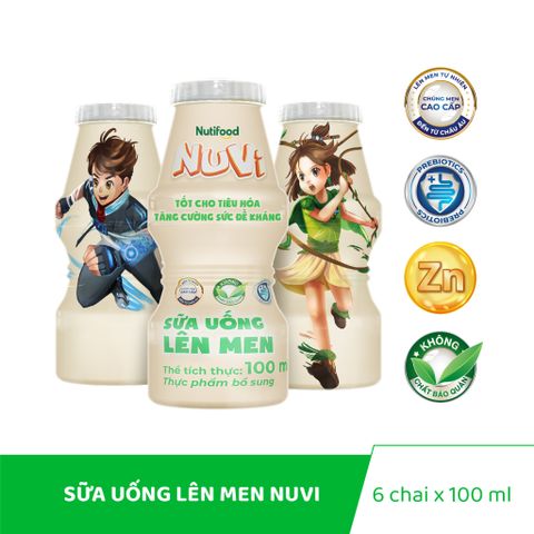 Nuvi sữa uống lên men có đường 100ml lốc 6 - thùng 48H