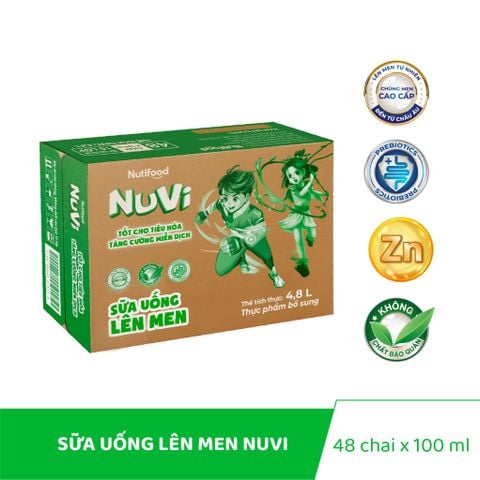 Nuvi sữa uống lên men có đường 100ml lốc 6 - thùng 48H