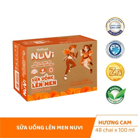 Nuvi sữa uống lên men vị cam 100ml lốc 6 - thùng 48H