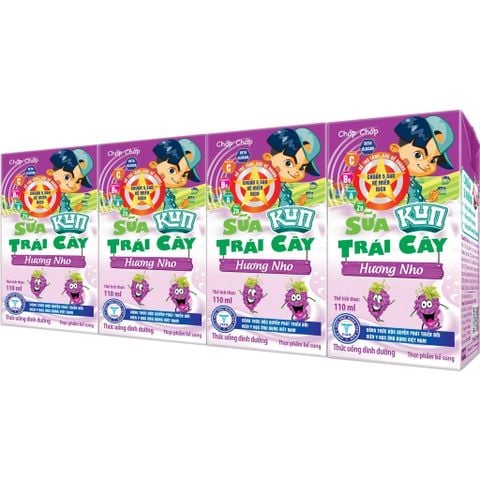 KUN - Sữa trái cây vị nho thùng 48 hộp x 110ml