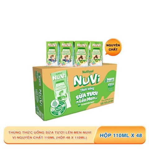 Nuvi Sữa tươi lên men nguyên chất 110ml lốc 4- thùng 48H