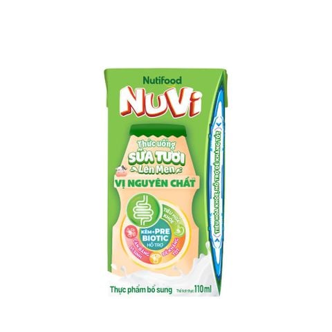 Nuvi Sữa tươi lên men nguyên chất 110ml lốc 4- thùng 48H