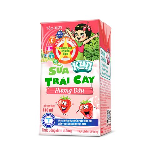 KUN - Sữa trái cây dâu 110ml lốc 4 x48